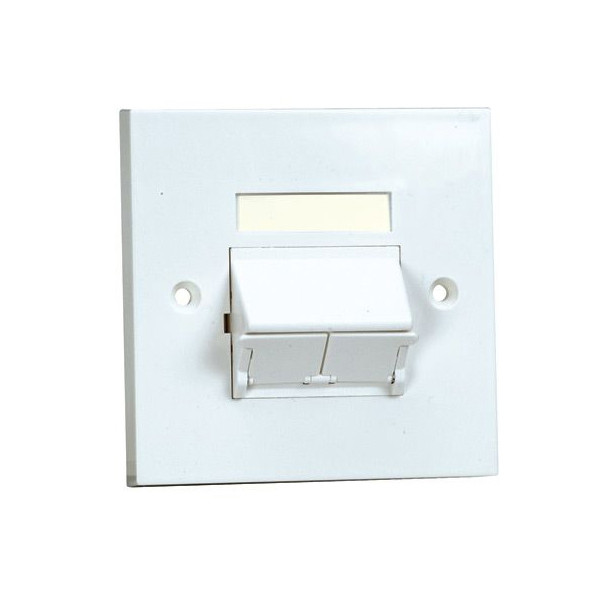 PANDUIT NETKEY SINGLE  GANG SLOPED FACE PLATE WITH LABEL  AND 1/2 SIZE SLOPED INSERT. ARCTIC WHITE